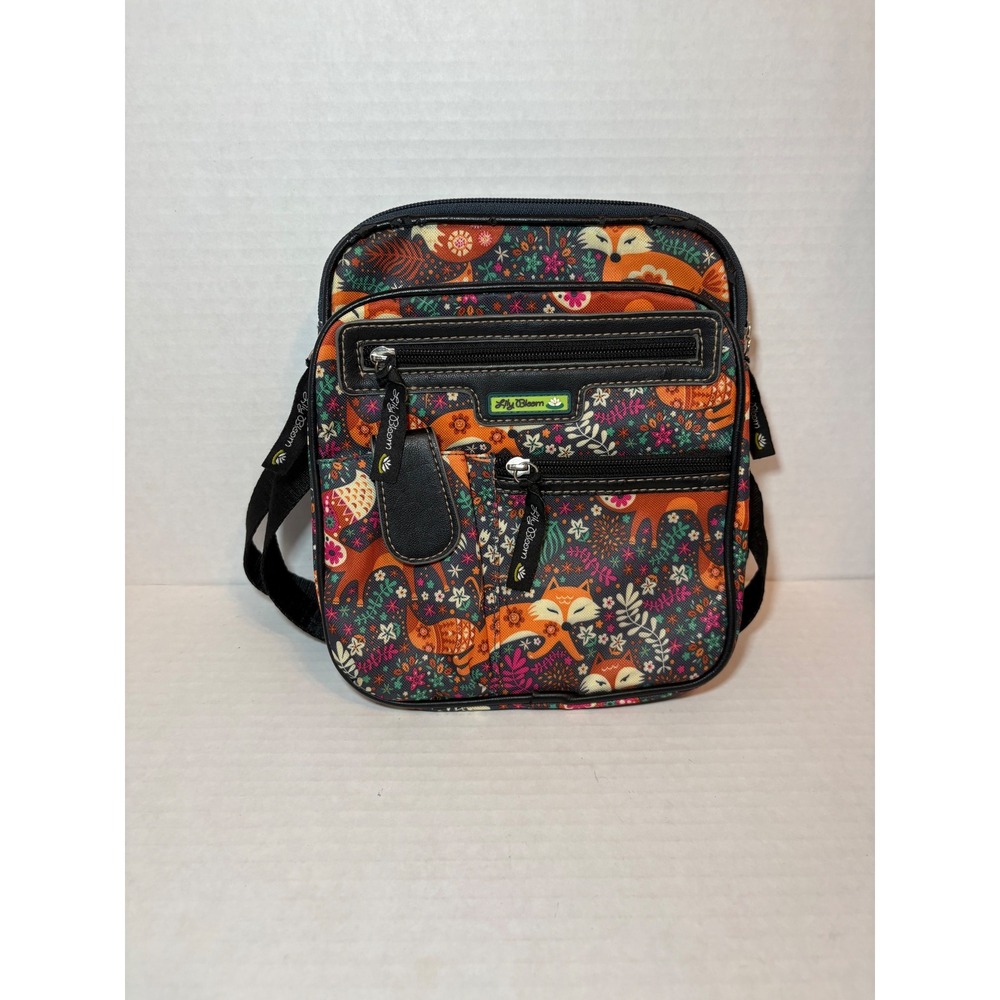 Lily Bloom Fox Owl Floral Crossbody Bag Recycled Polyester Multi Pocket Forest